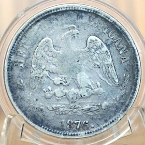 1876 Silver 50 Centavos Mexico - Scarce Date / Coin Type - Mexican Fifty Centavos Silver Mexican Coin 1876 Zs