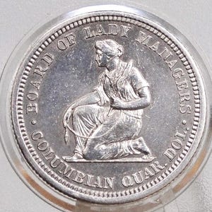 1893 Isabella Quarter, Columbian Exposition Quarter - Uncirculated Details, Old Cleaning - Rare Commemorative Quarter from the World&#39;s Colum
