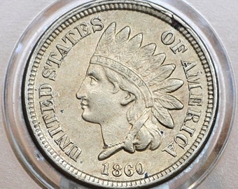 1860 Indian Head Penny - Choose by Grade - Round Bust 1860 - Second year made - Indian Head Cent 1860 - Early Date