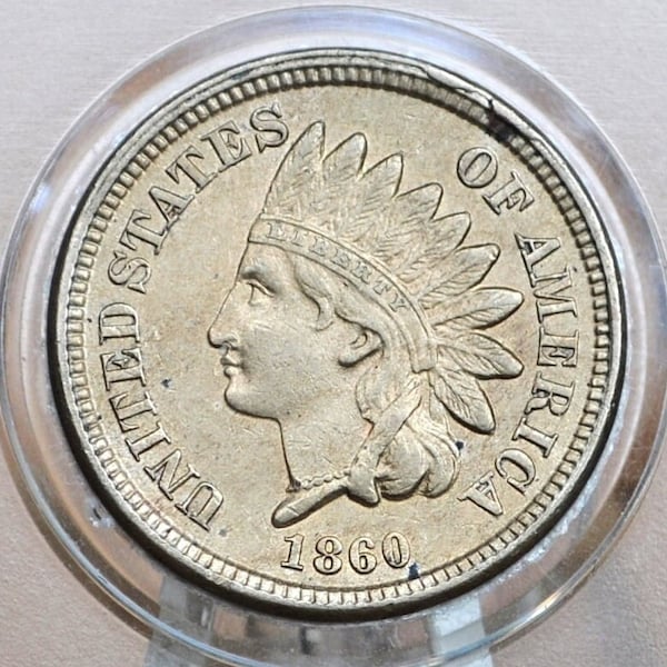 1860 Indian Head Penny - Elija por grado - Busto redondo 1860 - Segundo año de fabricación - Indian Head Cent 1860 - Fecha temprana