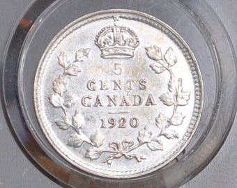 本物の1919年カナダ5セント銀貨（ジョージ王） - Etsy 日本
