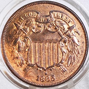 1865 Two Cent US Coin - G-XF (Good to Extremely Fine) Choose by Grade - Civil War Era - 2 Cent Piece 1865 Two Cent Coins