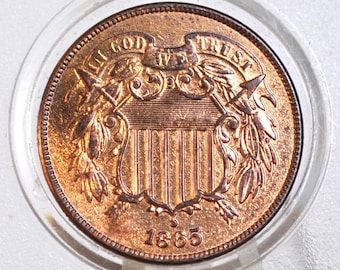 1865 Two Cent US Coin - G-XF (Good to Extremely Fine) Choose by Grade - Civil War Era - 2 Cent Piece 1865 Two Cent Coins