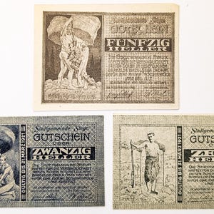 1921 Steyr Austria 10, 20, 50 Heller Notgeld Complete Set - WWI Austrian Notgeld - 1921 Austria Emergency Note Full Denomination Set
