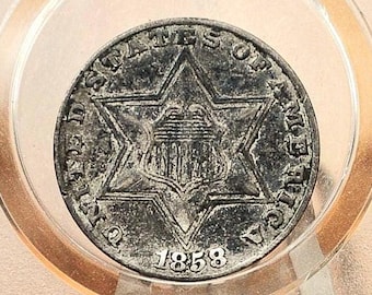 1865年米国3セント硬貨（穴あり） - Etsy 日本