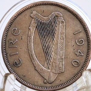 1940 Irish Penny - XF/AU Grade / Condition - Rare Date, Low Mintage - 1940 Penny Ireland