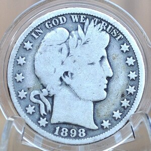 1898-O Barber Half Dollar - VG (Very Good) Grade / Condition  - 1898O  Barber Silver Half Dollar 1898 New Orleans Mint - Better Date!