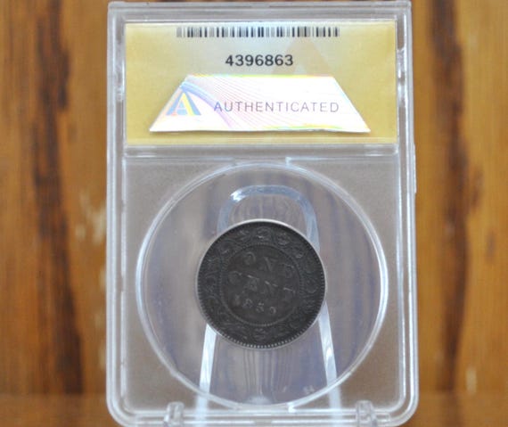 恵介☆☆☆☆☆ 1859 Canadian Cent Re-punched Date #1, ANACS Certified XF45