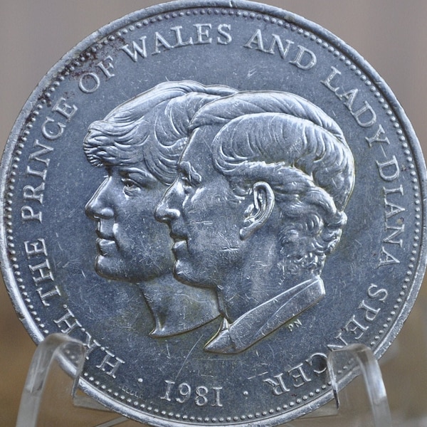 1981 UK Commemorative Prince Charles of Wales and Princess Diana Wedding Coin. 25 Pence Circulated Condition - XF (Extremely Fine)