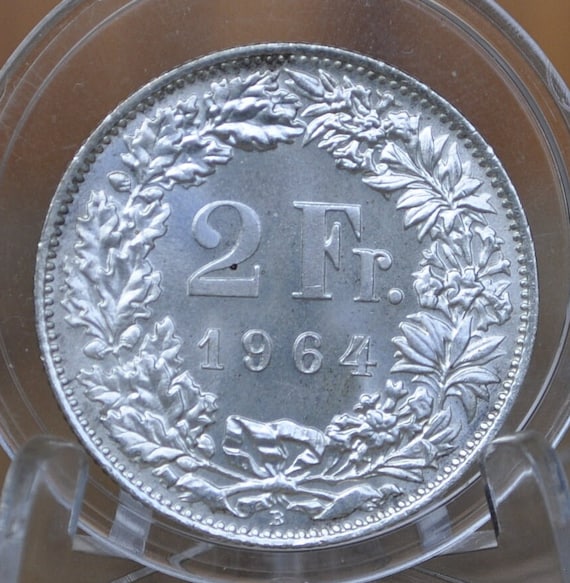 1964 B Swiss 2 Franc 83.5% Silver Coin - MS63 Choice