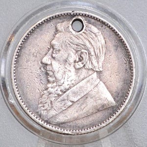 Rare 1897 Silver South Africa 1 Shillings - Xf Condition, Holed - Sterling Silver - South Africa Republic Z.a.r. Pond -