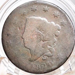 1820 Matron Head Large Cent Small Date - AG/G, Small Date - 1820 Liberty Head Cent - 1820 US One Cent - Matron Head 1816 to 1835