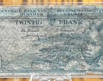 1957 年ベルギー領コンゴ中央銀行、ルワンダ - ウルンディ 20 フラン