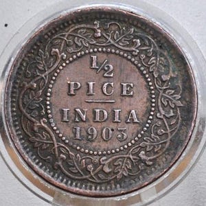 India 1/2 Pice 1903 - XF - 1903 India 1/2 Paisa - Edward VII - British India One Half Piece, High Grade, Great Coin