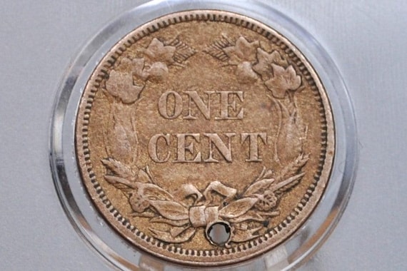 1858年 フライングイーグル ペニー - XF 詳細、穴あり - 1858年 セント