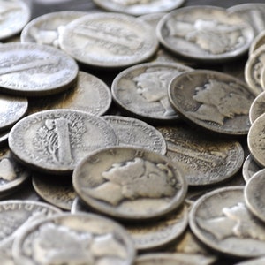 Lot of 10 Mercury Dimes - 1916 - 1945 - Silver Dime - 1910's, 1920's, 1930's or 1940's - PDS - Mercury Silver Dimes