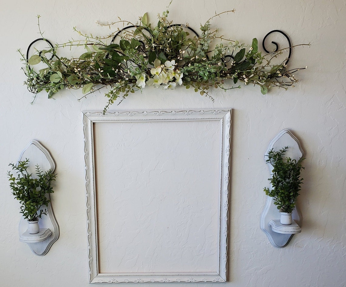 White faux floral swag metal swag with white faux floral Etsy