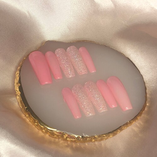 Rose Quartz Nails Pink Marble Nails Pink Nails Press on Etsy