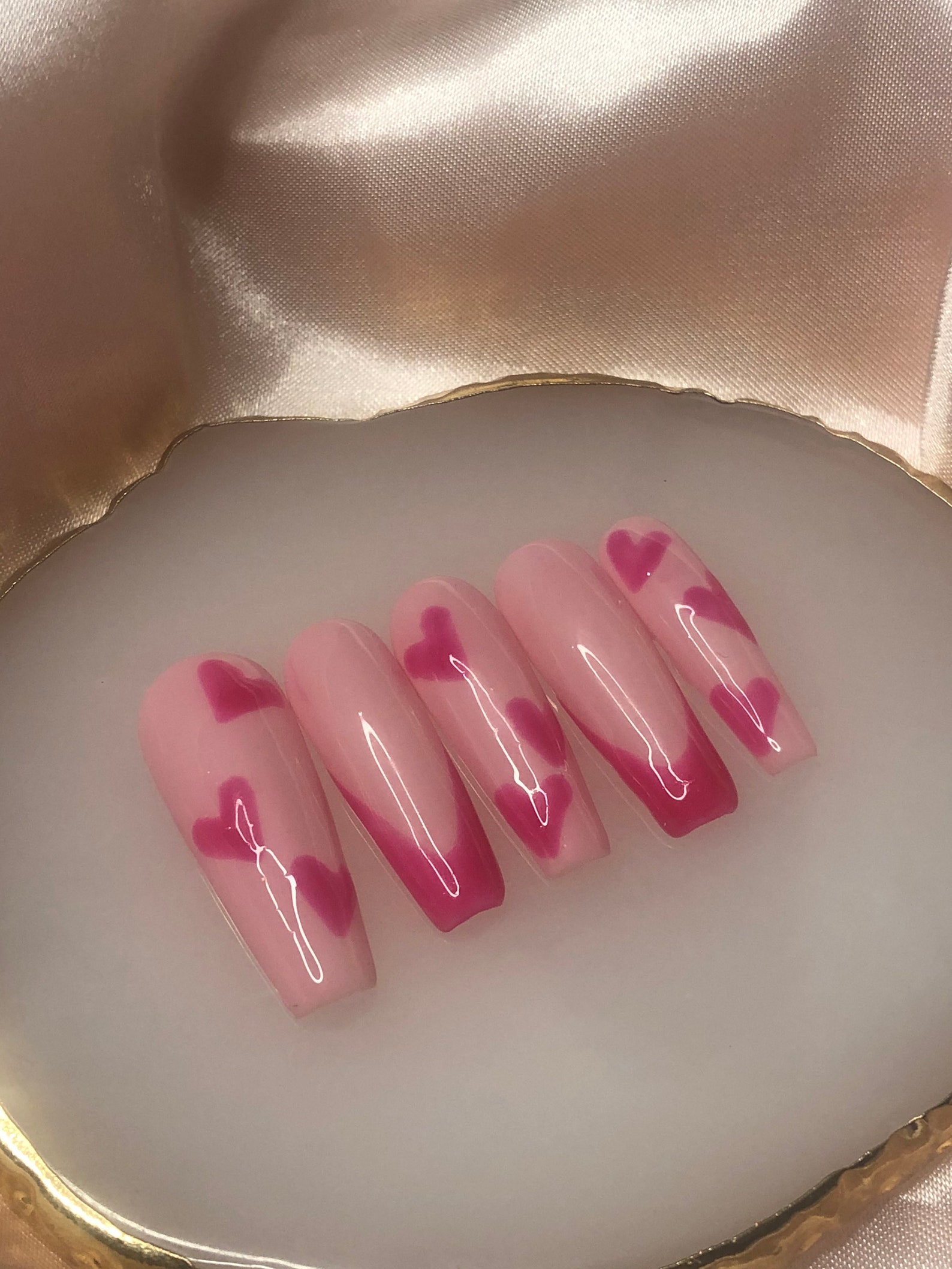 Valentines Day Press on Nails . Heart French Tip Y2k Style | Etsy