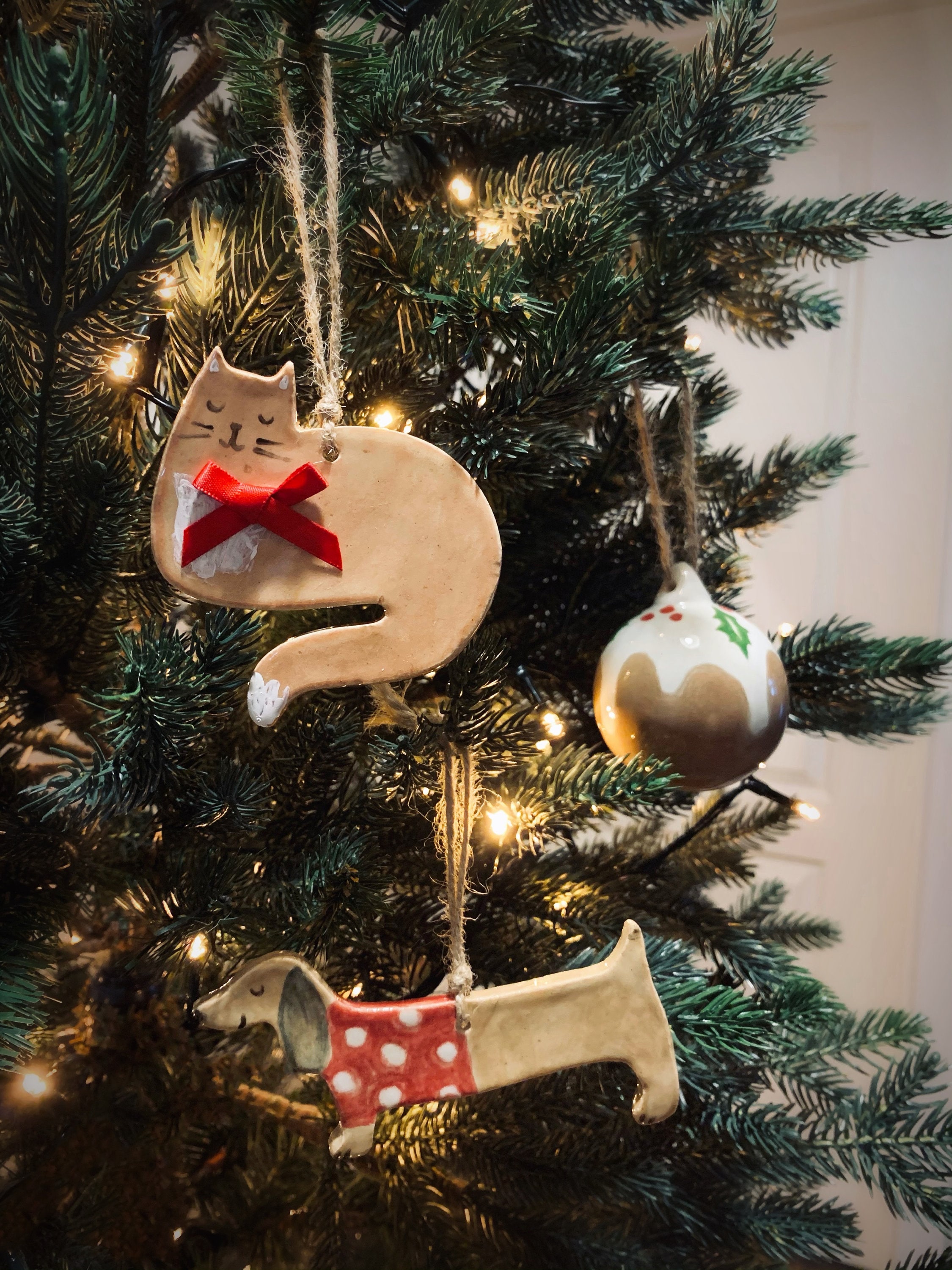 GINGER Ceramic Cat Christmas Tree Ornament Decoration Etsy