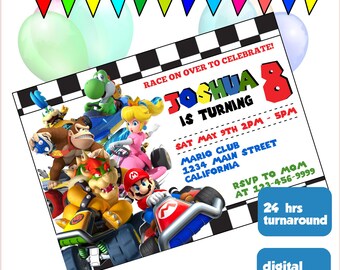 Mario Kart Birthday Invitation Etsy