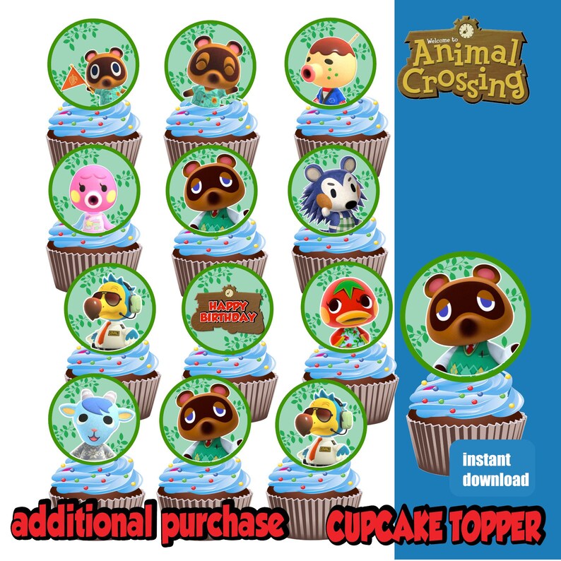 Animal Crossing Party Supply Animal Crossing Print Animal Crossing Centerpiece, Animal Crossing Cake Topper Animal Crossing Birthday