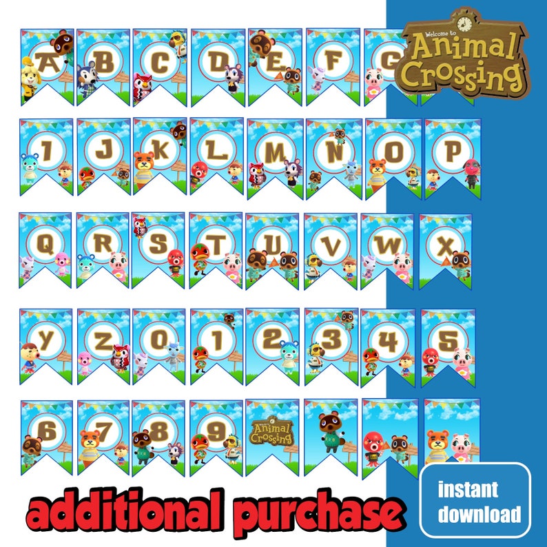 Animal Crossing Party Supply Animal Crossing Print Animal Crossing Centerpiece, Animal Crossing Cake Topper Animal Crossing Birthday