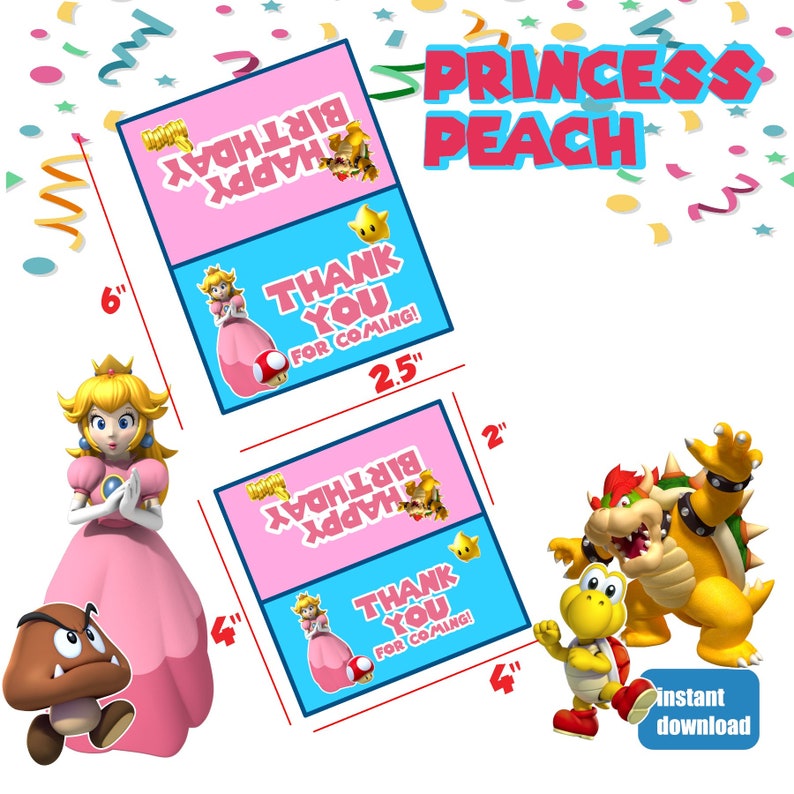 Download Princess Peach Treat Bag Princess Peach Treat Bag Topper Princess Peach Birthday Princess Peach Print Princess Peach Favor Bag Party Favors Games Paper Party Supplies