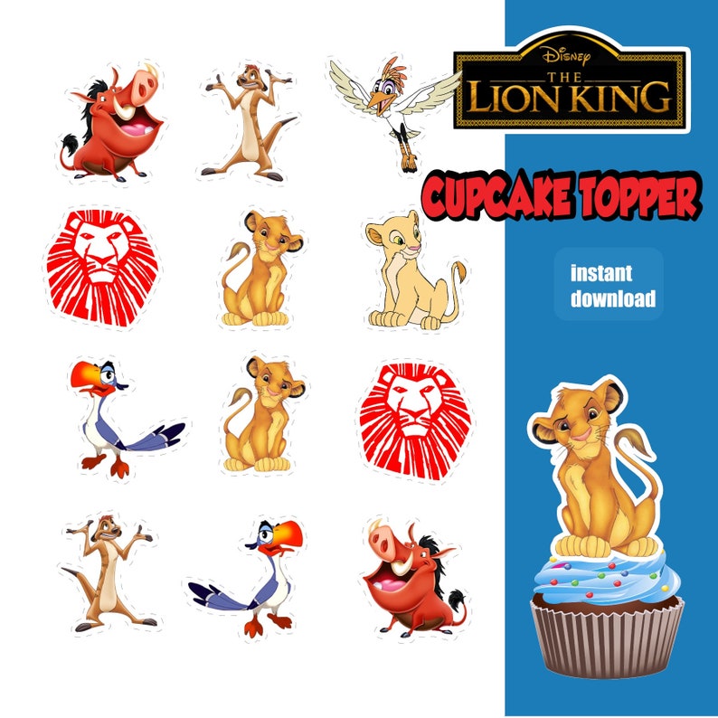 Lion King Birthday Cupcake Lion King Printable Lion King Cake Topper Lion King Cupcake Topper Lion King Centerpiece Lion King Birthday Picks Craft Supplies Tools Lifepharmafze Com