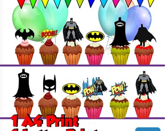 batman cupcake topper etsy