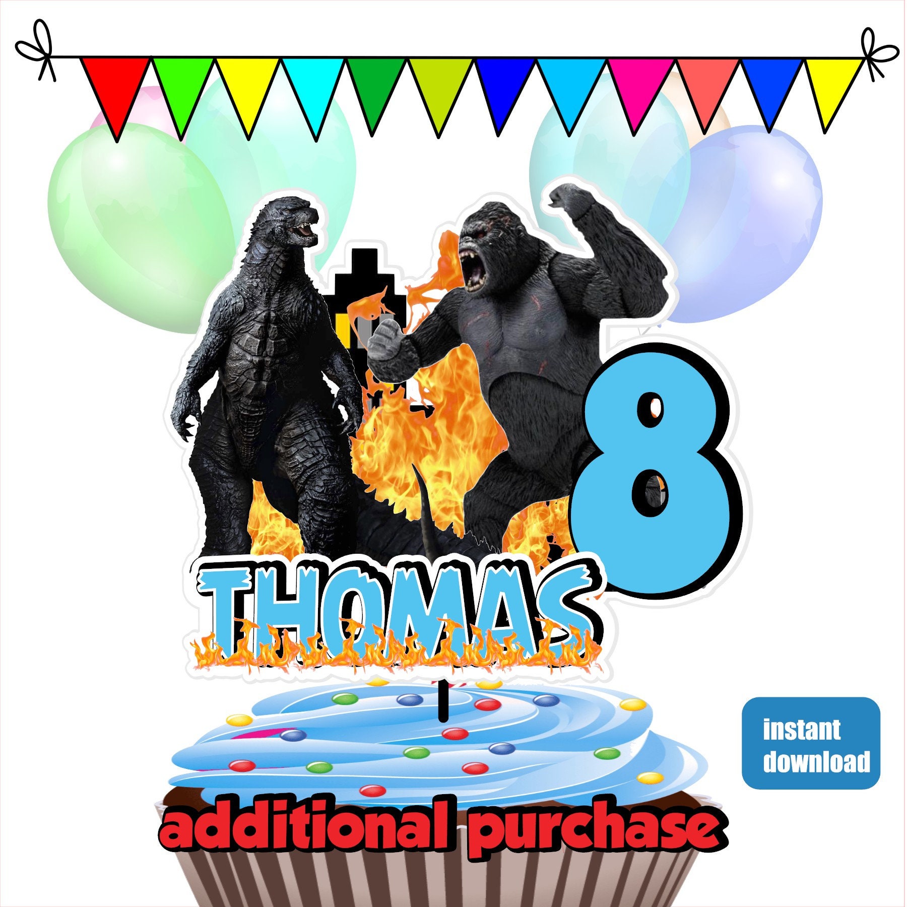 Personalized Godzilla vs Kong Birthday Banner Godzilla vs | Etsy