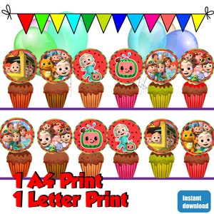 Cocomelon Cupcake Topper Cocomelon Party Supply Cocomelon Etsy