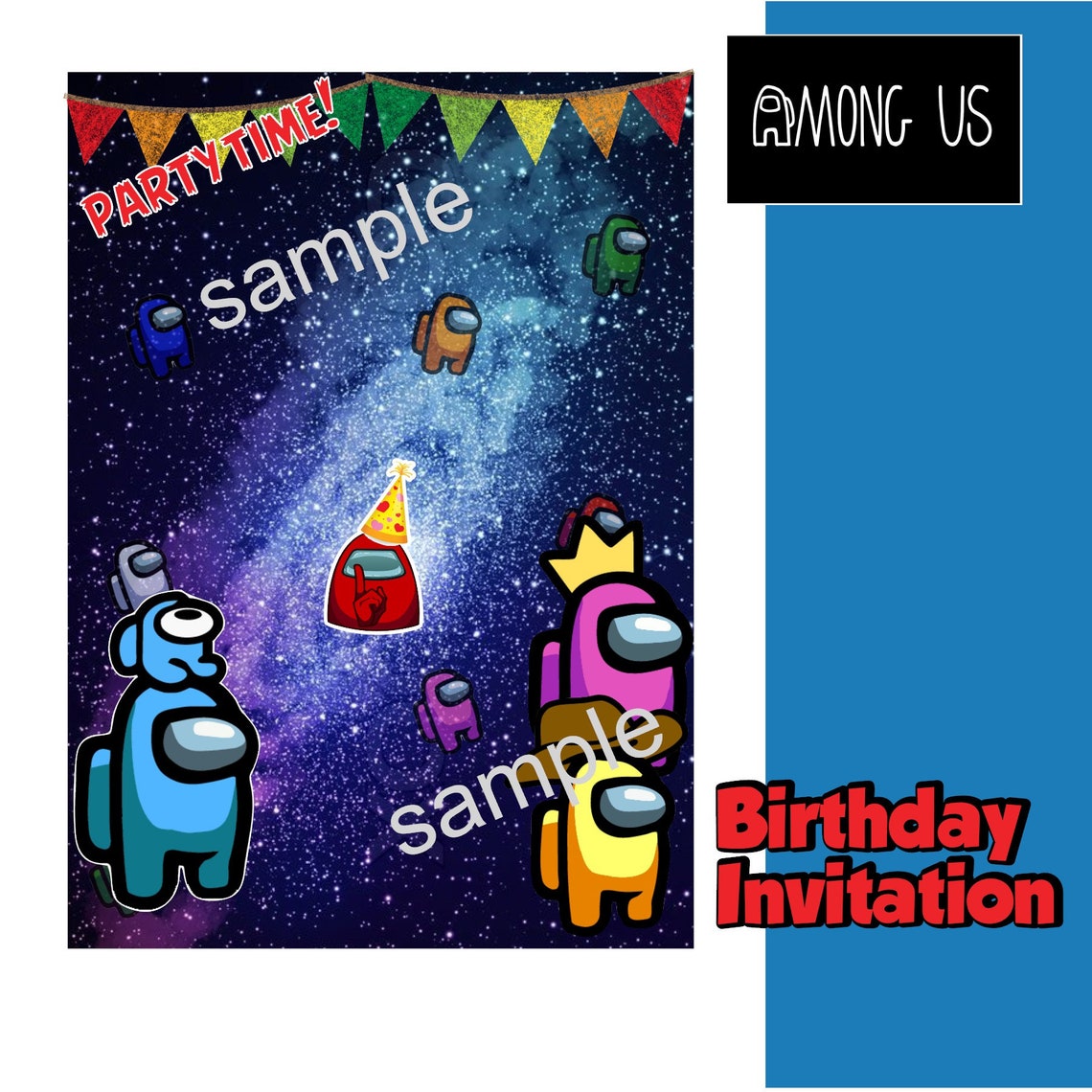 Among Us Birthday Invitation Card Among Us Birthday Invite Etsy