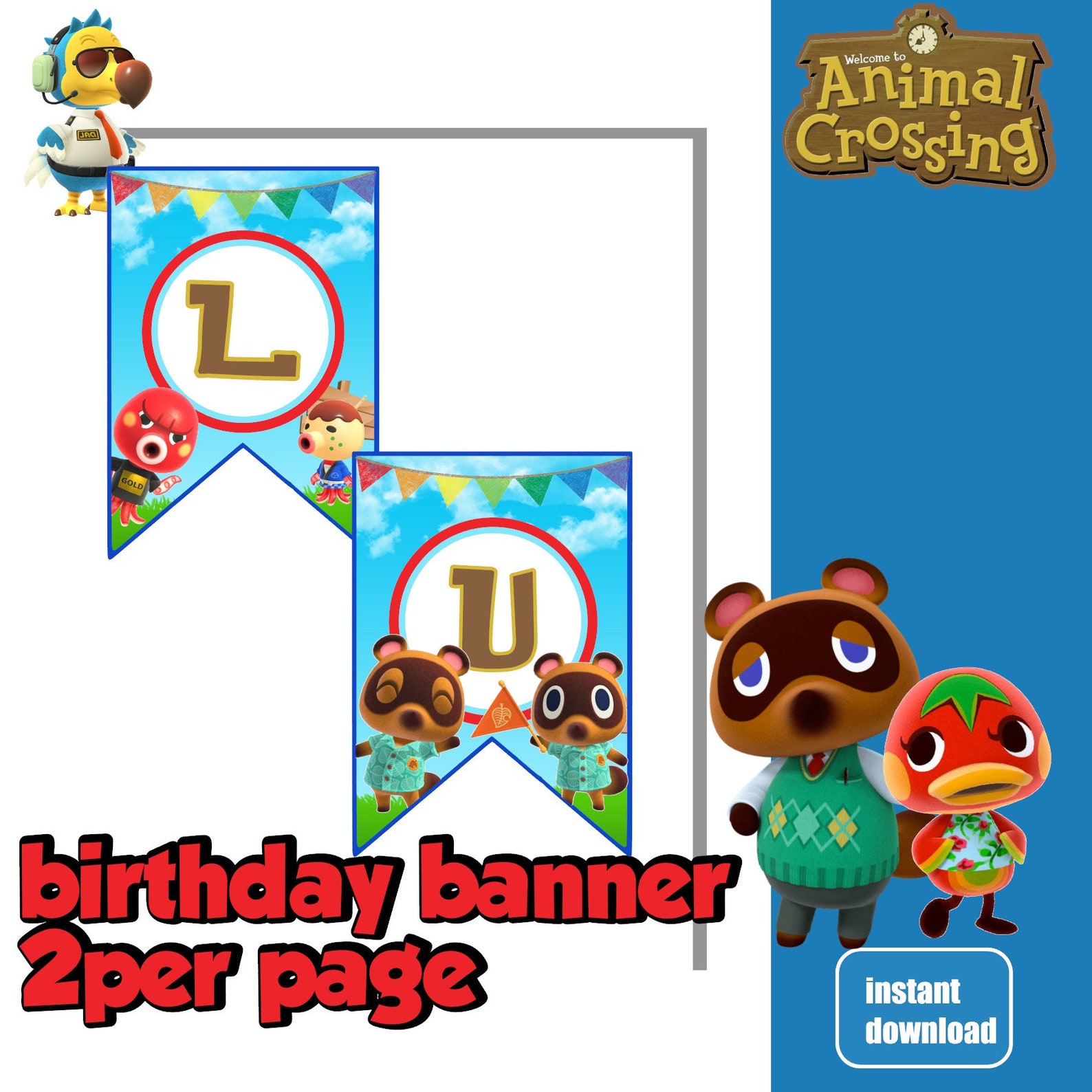 Animal Crossing Birthday Banner Animal Crossing Banner Etsy