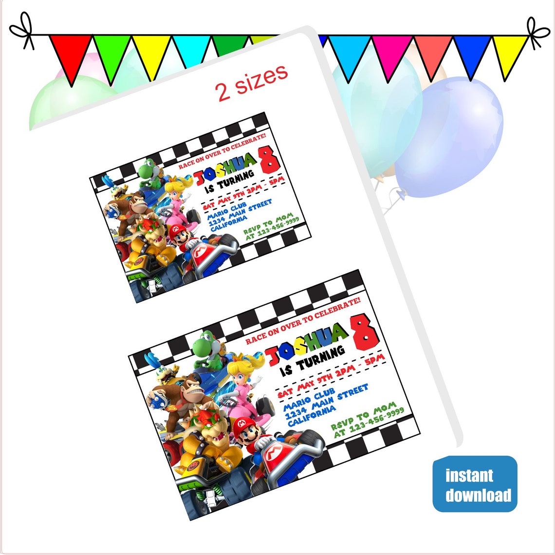 Mario Kart Invitation Super Mario Invitation Mario Kart | Etsy