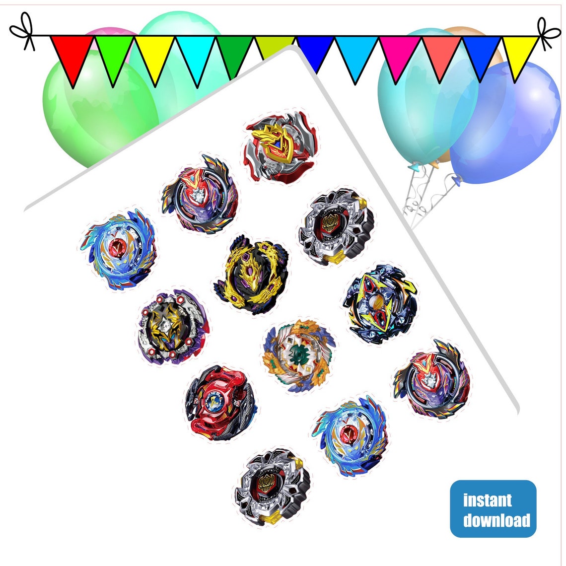 Beyblade Cupcake Topper Beyblade Printable Digital Beyblade | Etsy