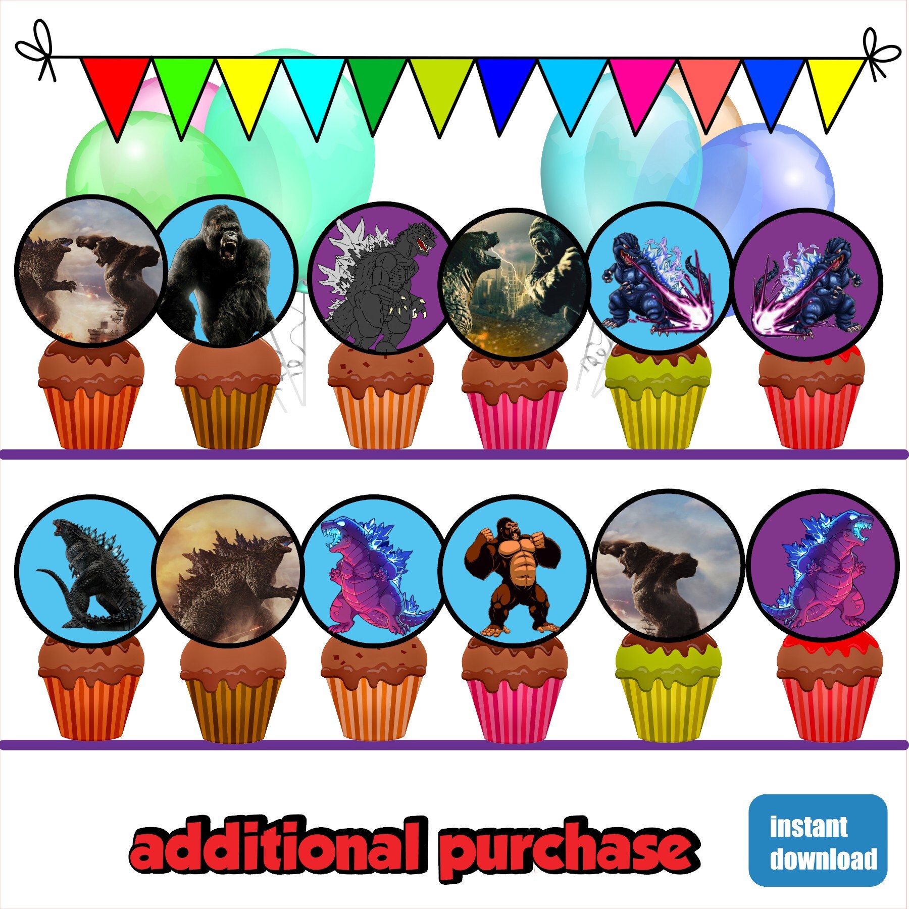 Personalized Godzilla vs Kong Birthday Banner Godzilla vs | Etsy