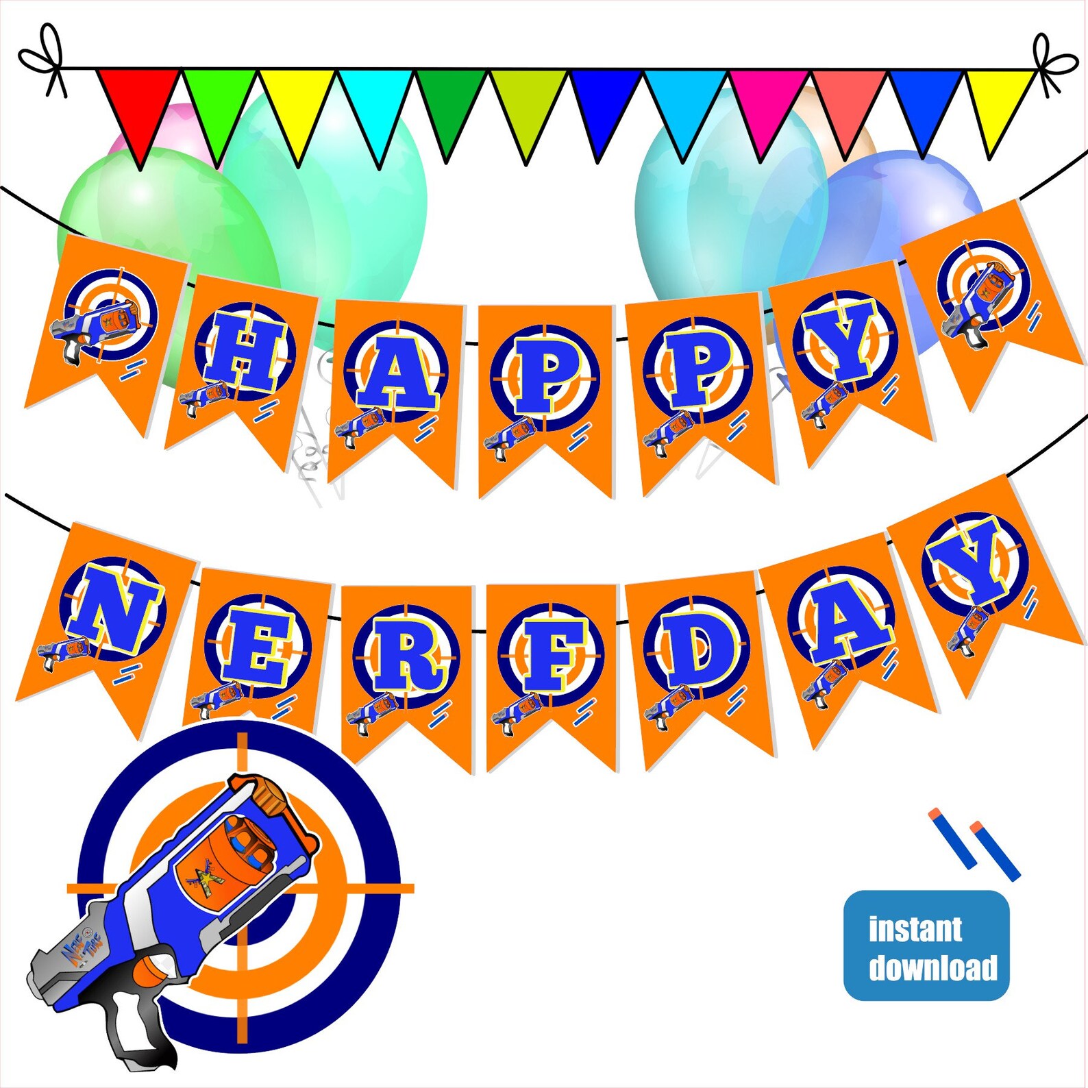Nerf Birthday Banner Nerf Birthday Party Dart gun birthday | Etsy