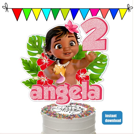 Baby Moana Cake Topper Baby Moana Cake Decoration Printable Etsy