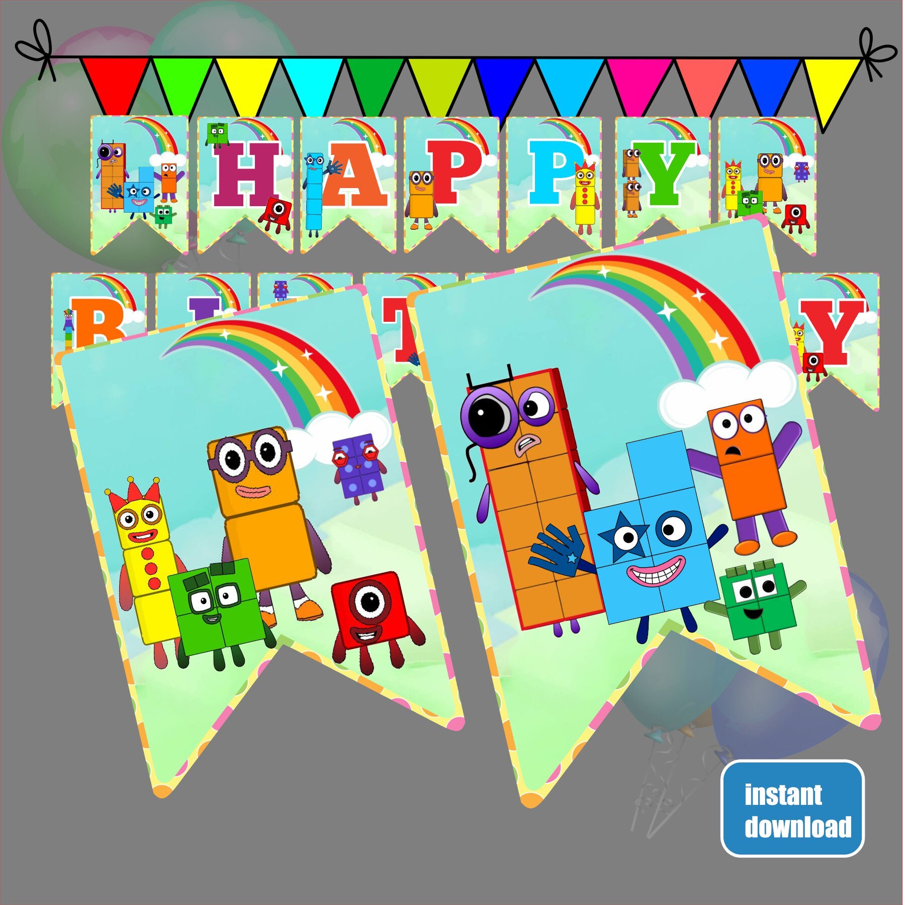Numberblocks Birthday Banner Numberblocks Party Banner | Etsy