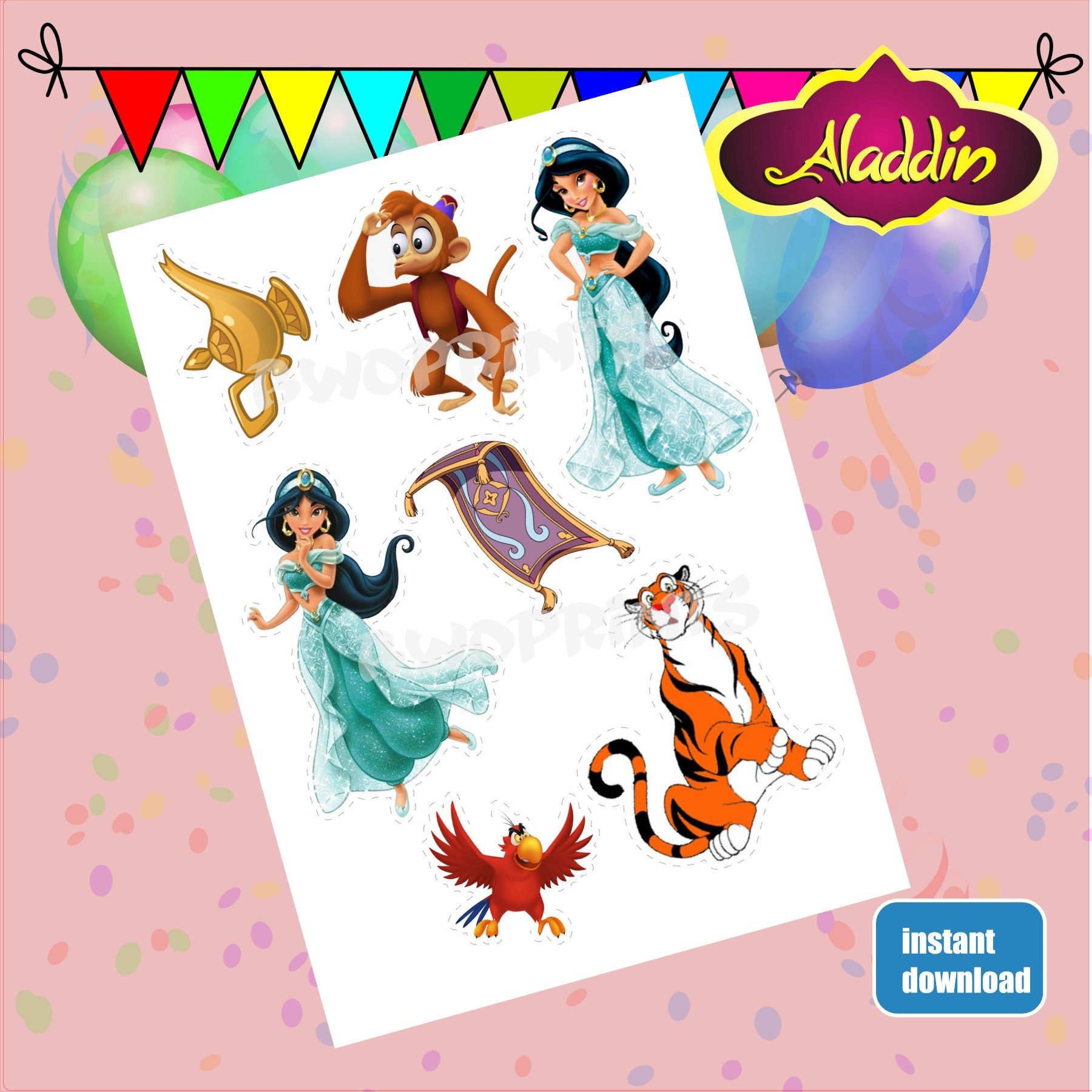 Princess Jasmine Cake Topper Printable
