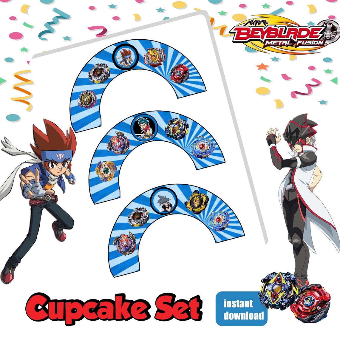 Beyblade Cupcake Topper Beyblade Printable Digital Beyblade | Etsy