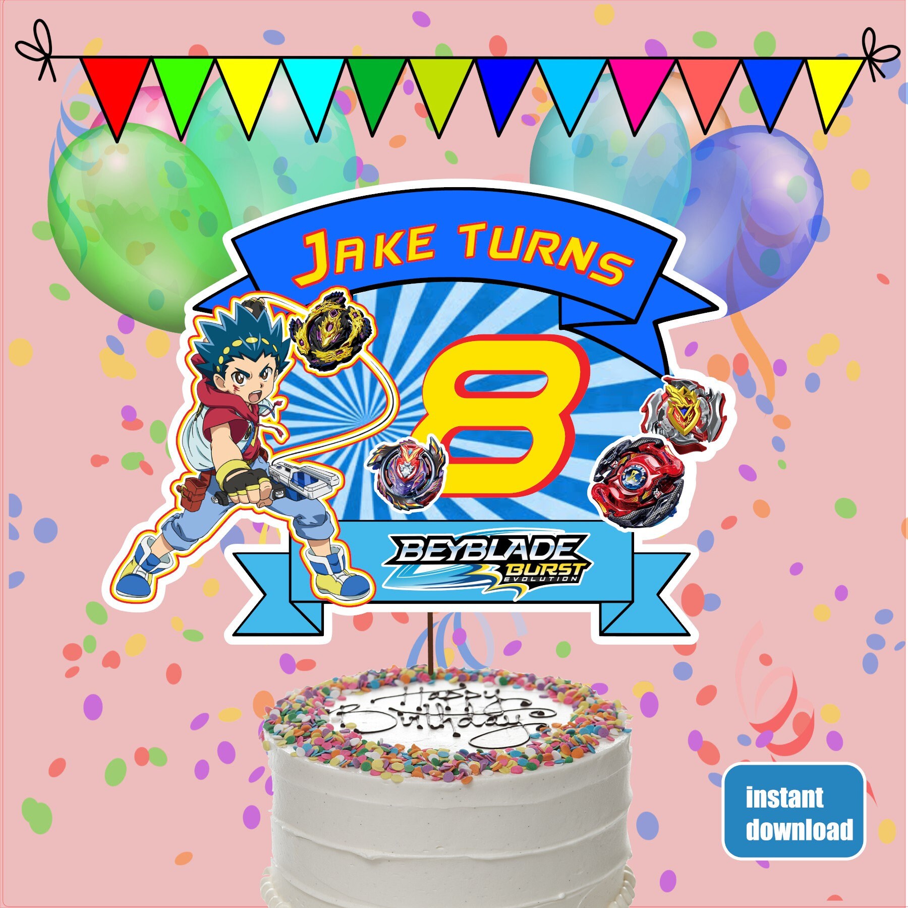 Beyblade Cake Topper Beyblade Cake Beyblade Birthday Party Etsy France
