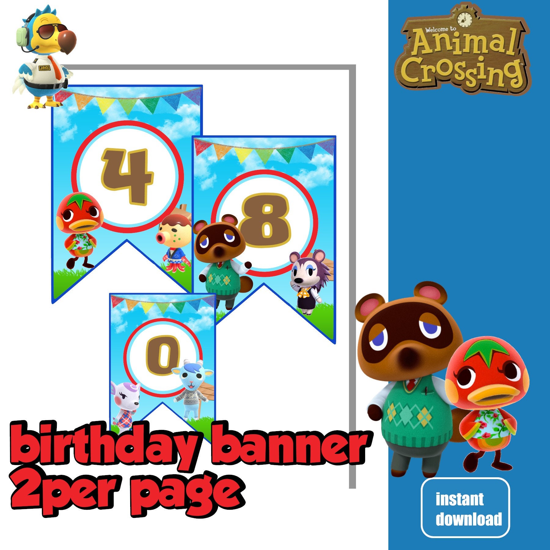 Animal Crossing Birthday Banner Animal Crossing Banner Etsy