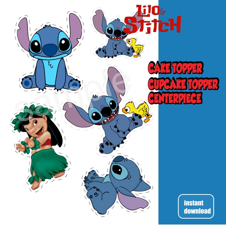 Lilo and Stitch Cake Topper Lilo and Stitch Printable Lilo | Etsy