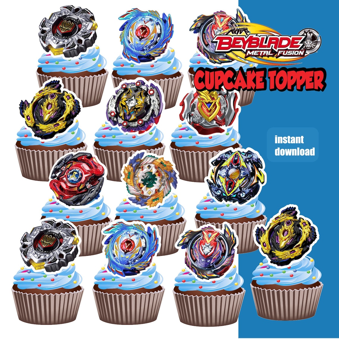 Beyblade Cupcake Topper Printable