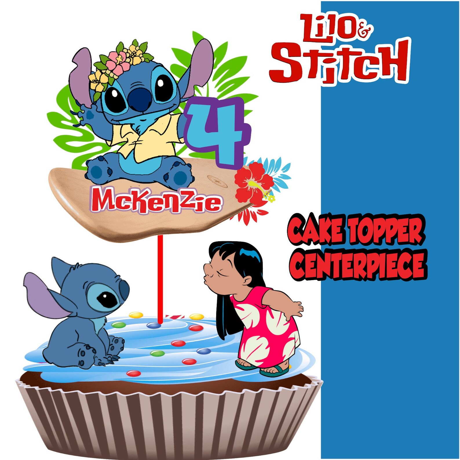 Stitch Cake Topper Stitch Birthday Stitch Cake Printable | Etsy
