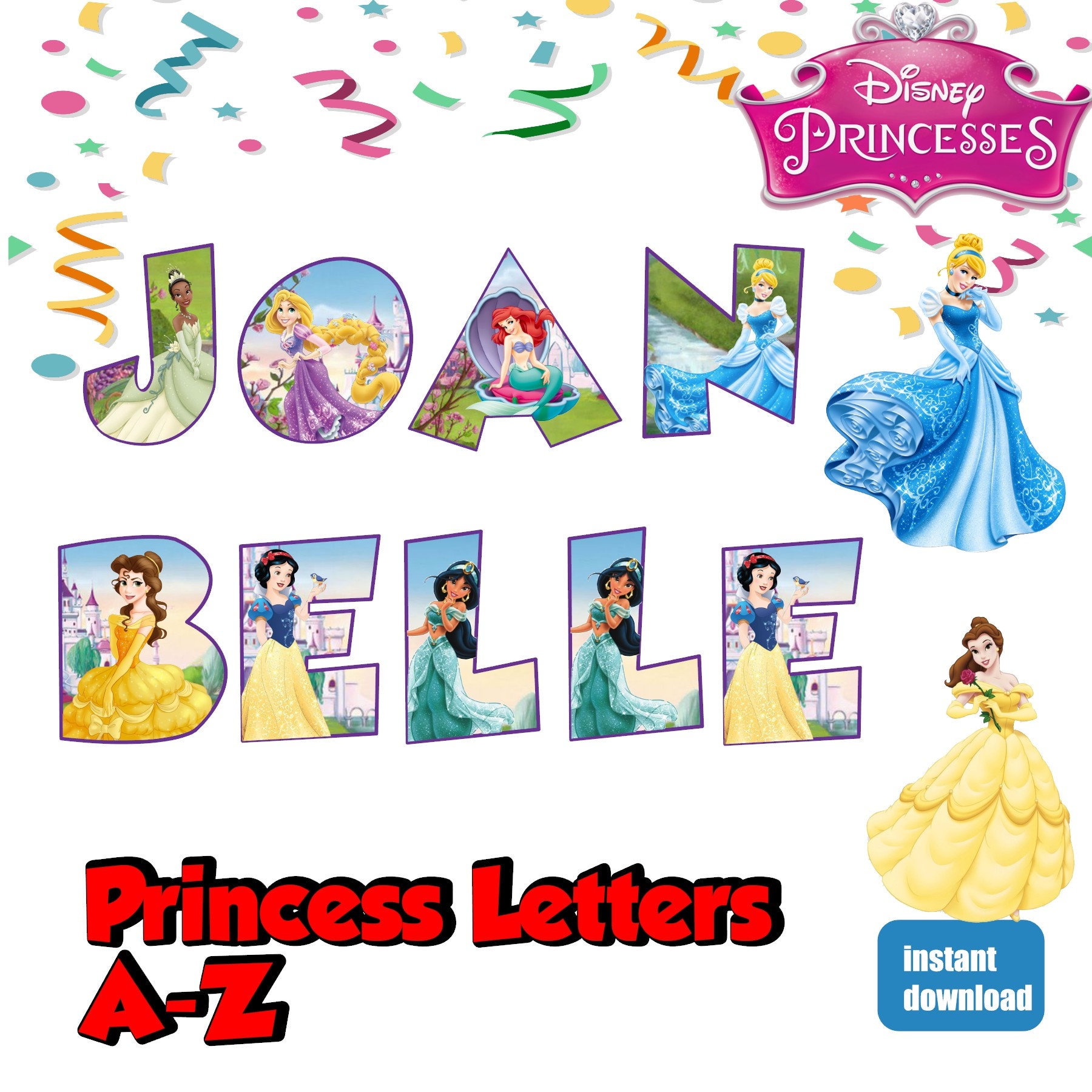 Princess Alphabet Font Clipart Princess Alphabet Princess | Etsy