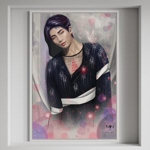 BTS RM 6x4 Fanart print | Kpop BTS Kim Namjoon art print | Kim Namjoon fan art print, Christmas gift, 4x6, Unframed print