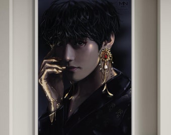 BTS V fan art print | Kpop BTS Kim Taehyung fan art print | Bts V digital fanart print,  Unframed print, 4x6, 8x10, 13x19